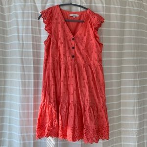 LOFT Coral Eyelet Dress